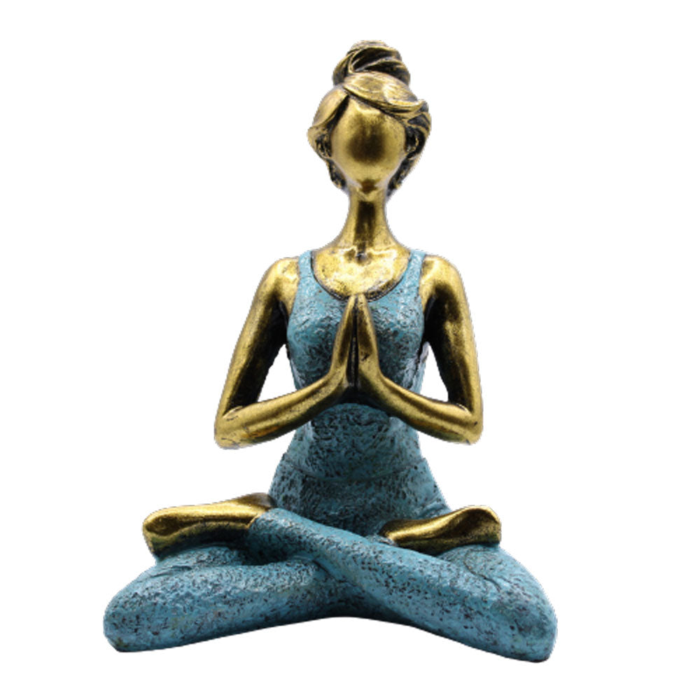 Yoga Lady Figur - Bronze &amp; Türkis 24cm