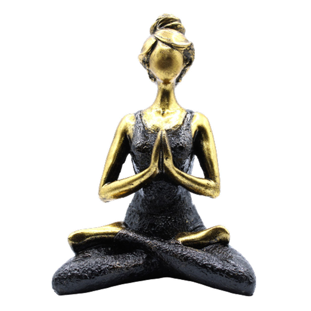 Yoga-Dame-Figur – Bronze &amp; Schwarz, 24 cm