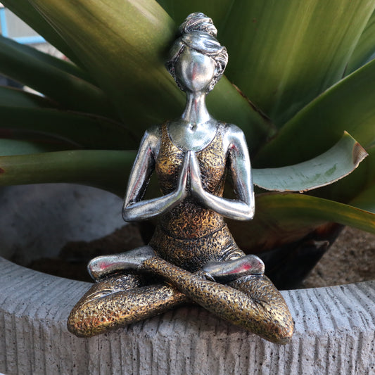Yoga Lady Figur - Silber &amp; Gold 24cm