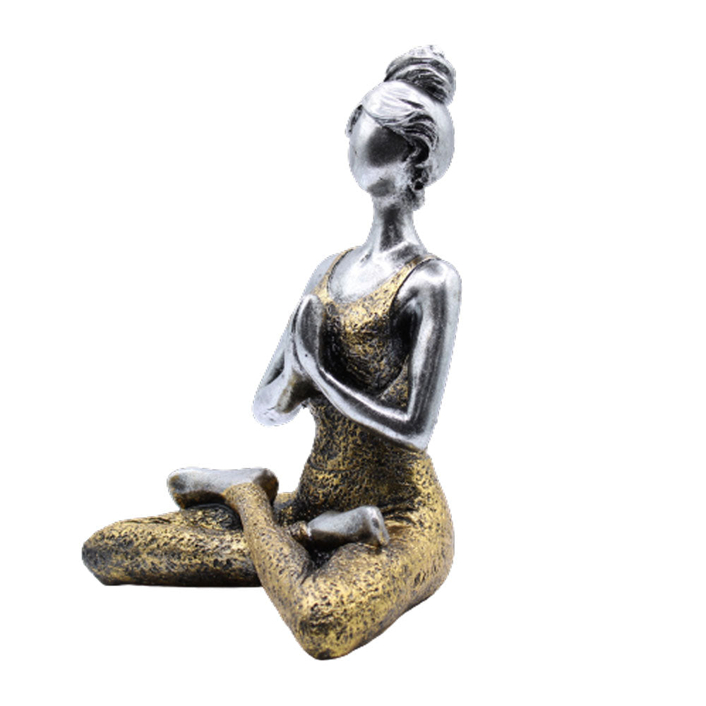 Yoga Lady Figur - Silber &amp; Gold 24cm
