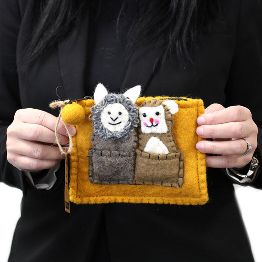 Tasche mit Fingerpuppen - Bär und Schaf