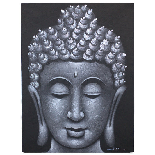 Buddha-Gemälde – Kupferbrokat-Detail