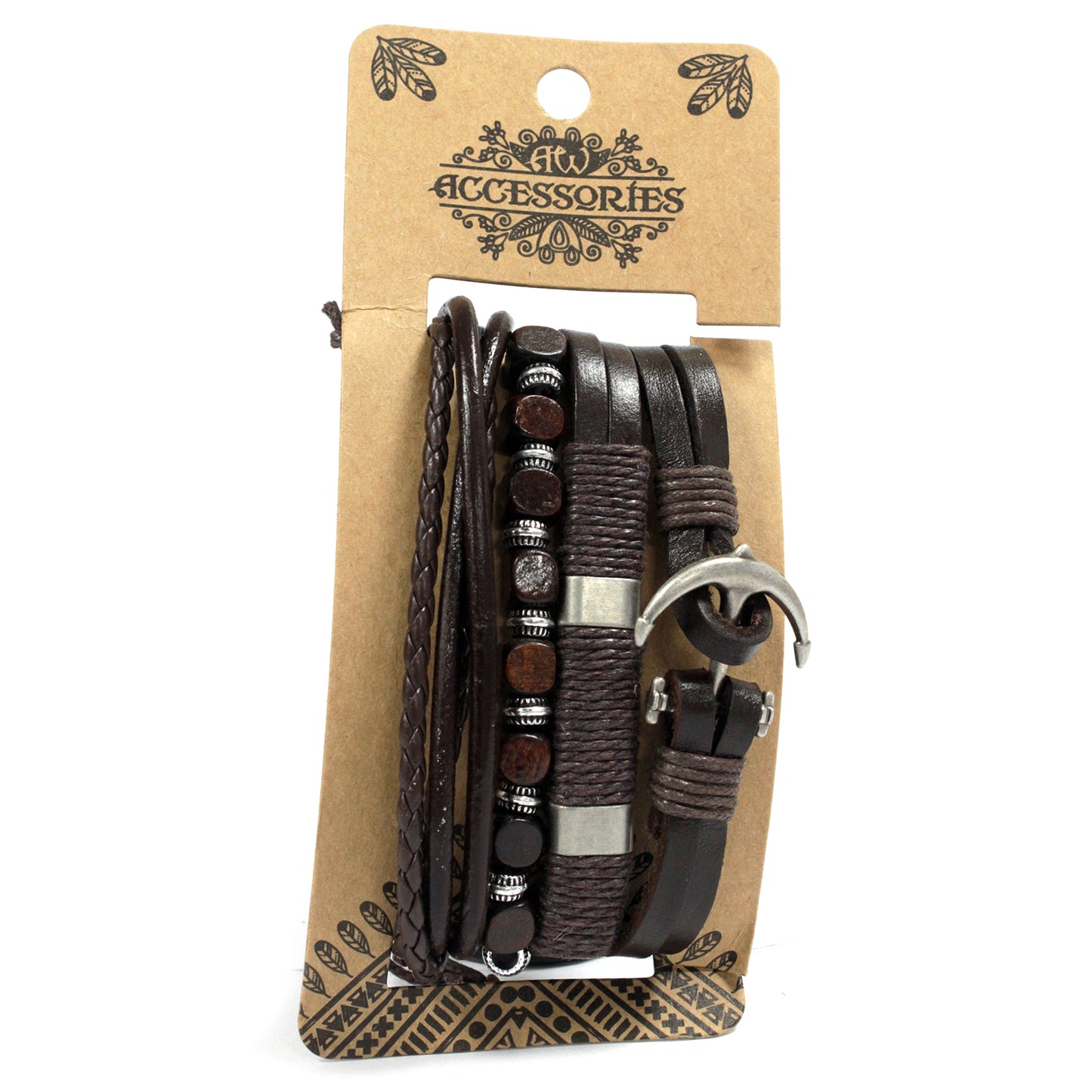 Herrenarmband – Metall und Leder (zufällige Farbe)