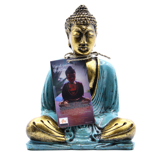 Buddha, Blaugrün und Gold – Mittel