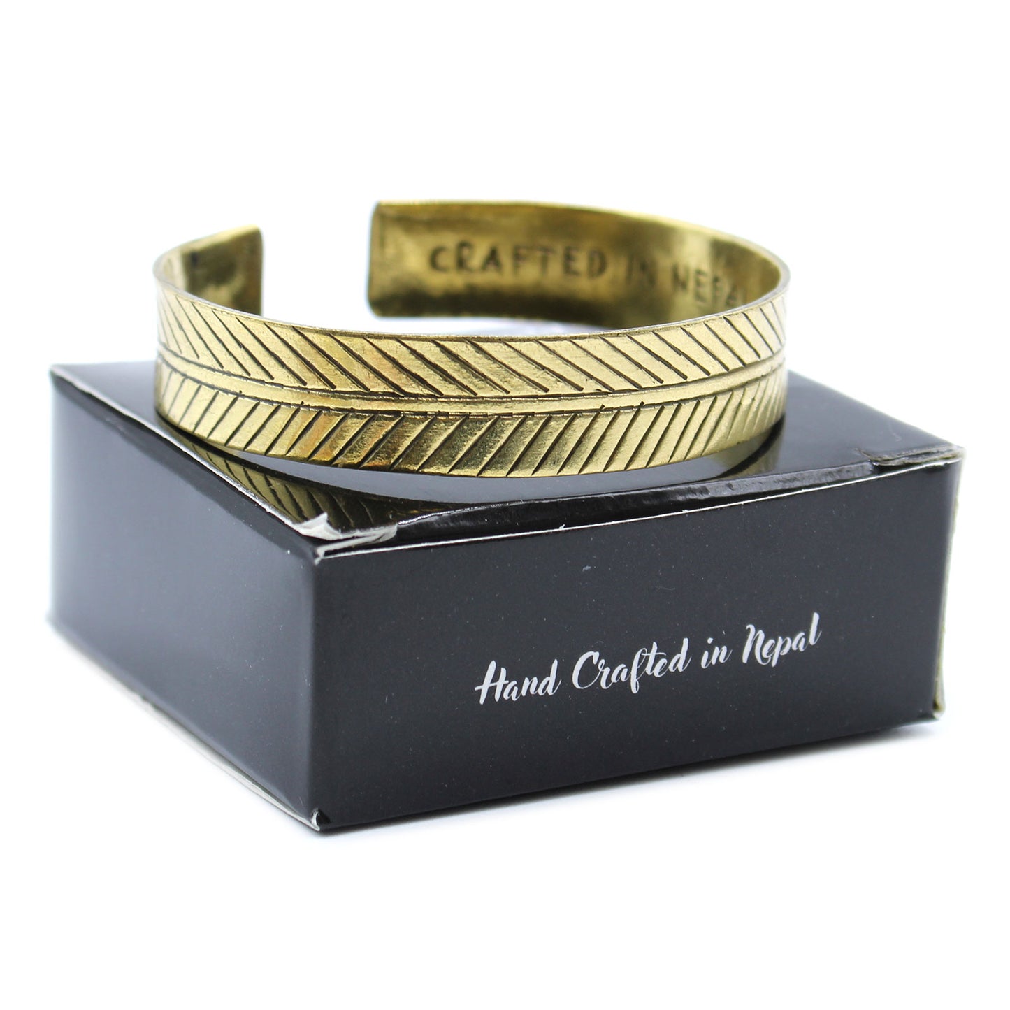 Tibetisches Messingarmband - Breites Stammesblatt