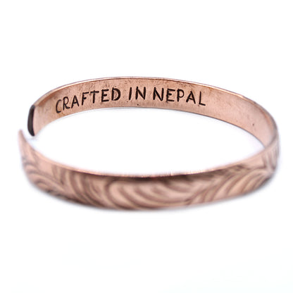 Bracelet tibétain en cuivre - Motifs tribaux fins