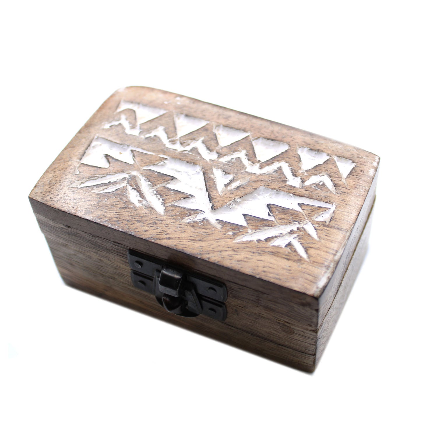 Weiße Holzbox - 3x1,5 Pillendose im slawischen Design