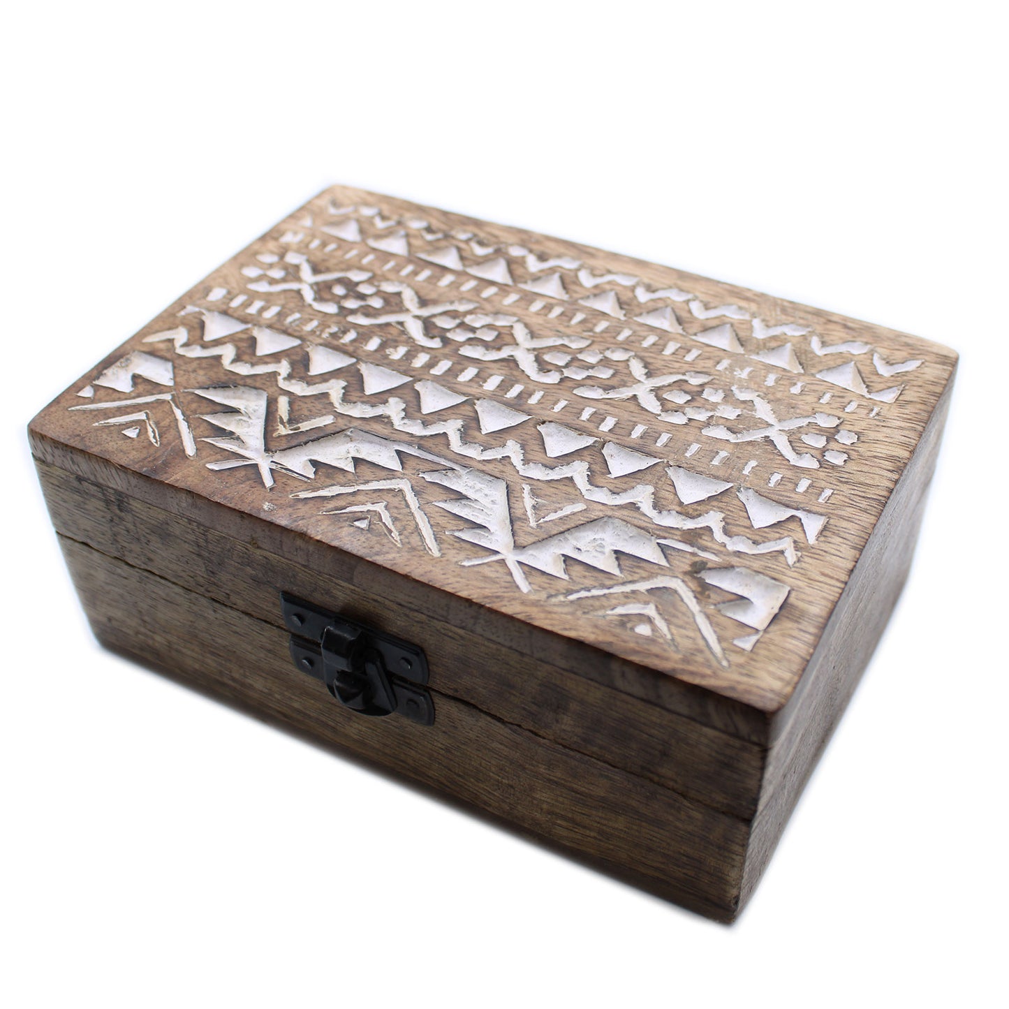 Weiße Holzbox - 6x4 Pillendose im slawischen Design