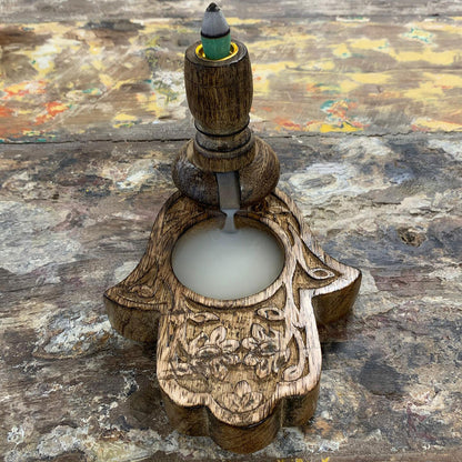 Kleiner Rückbrenner aus Mangoholz - Hamsa