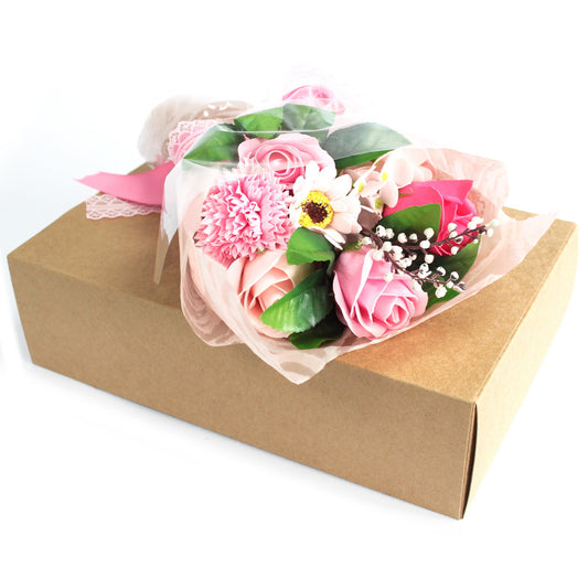Strauß Seifenblumen in einer Schachtel - rosa