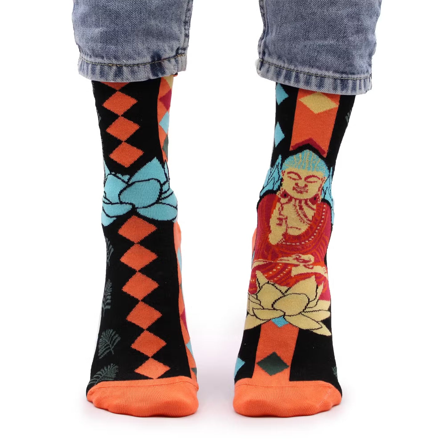 Hop Hare Socken (41-46) - Blauer Buddha &amp; Lotus - Mit Dose