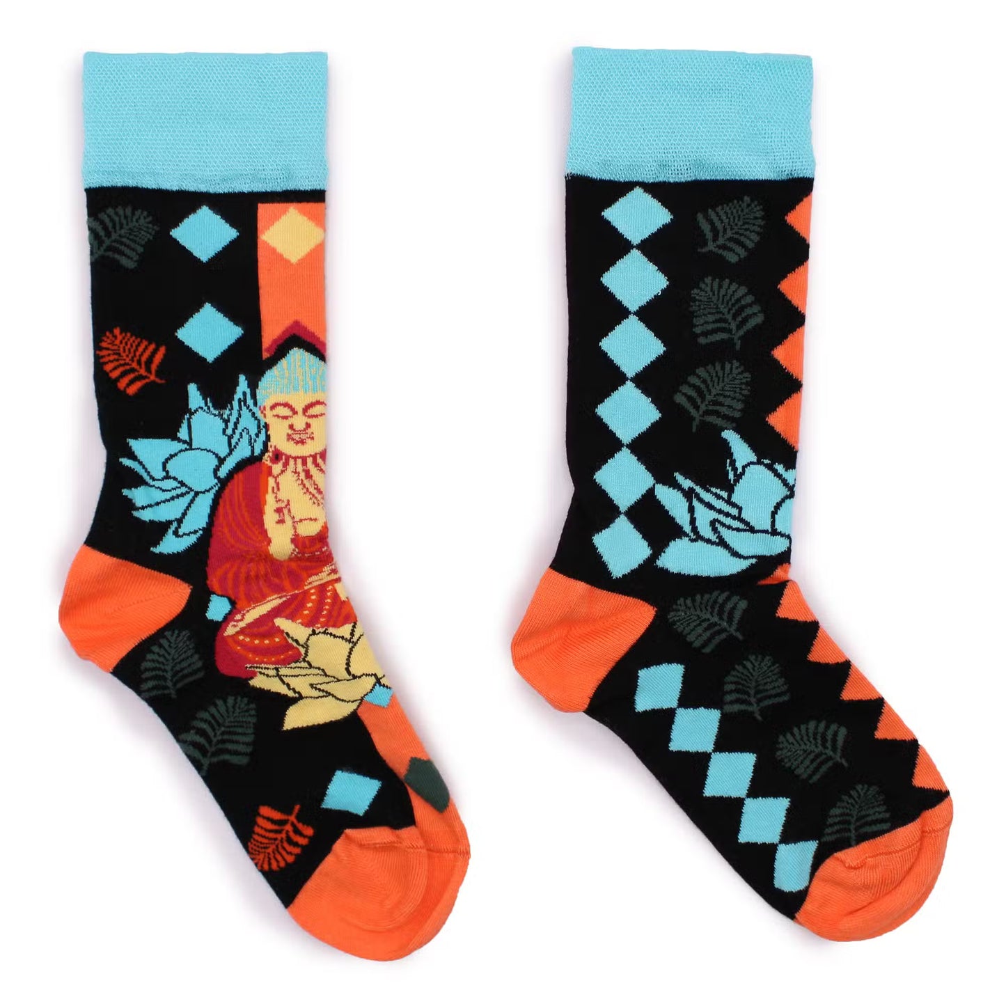Hop Hare Socken (41-46) - Blauer Buddha &amp; Lotus - Mit Dose