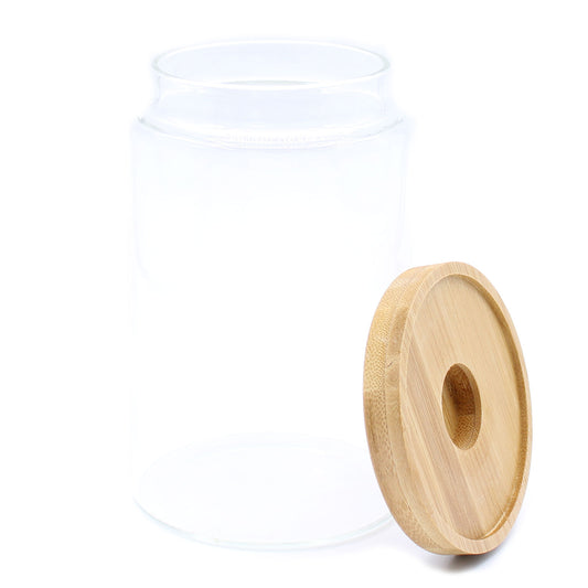 Glasgefäß mit Bambusdeckel - 10cm