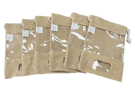 Jutebeutel mit Fenster 25x16cm und Tasche