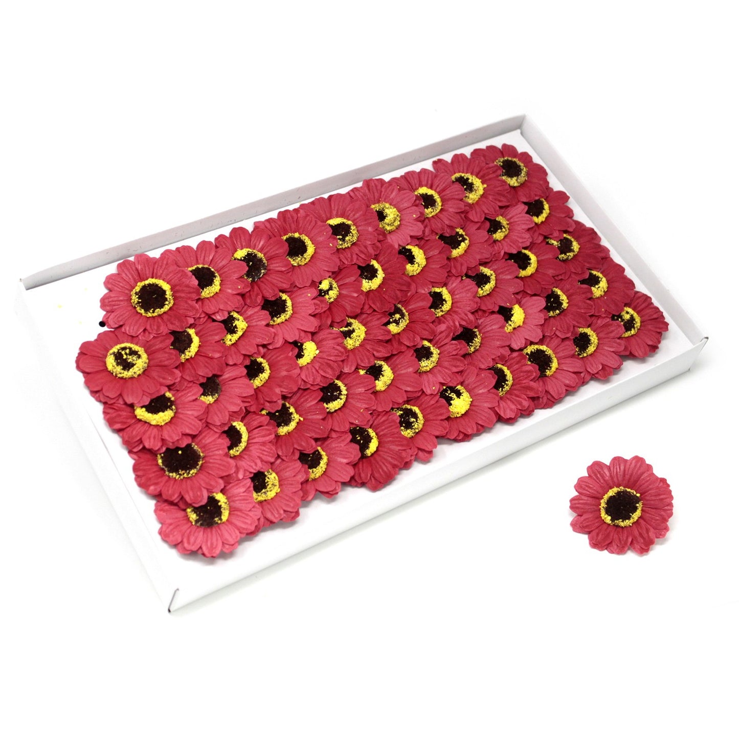 Décoration artisanale de fleurs de tournesol de taille moyenne - rouge