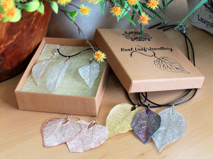 Conjunto Collar Aretes Hoja Oro