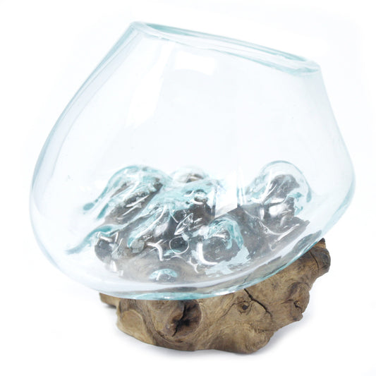 Geschmolzenes Glas auf Holz - Kleine Schale