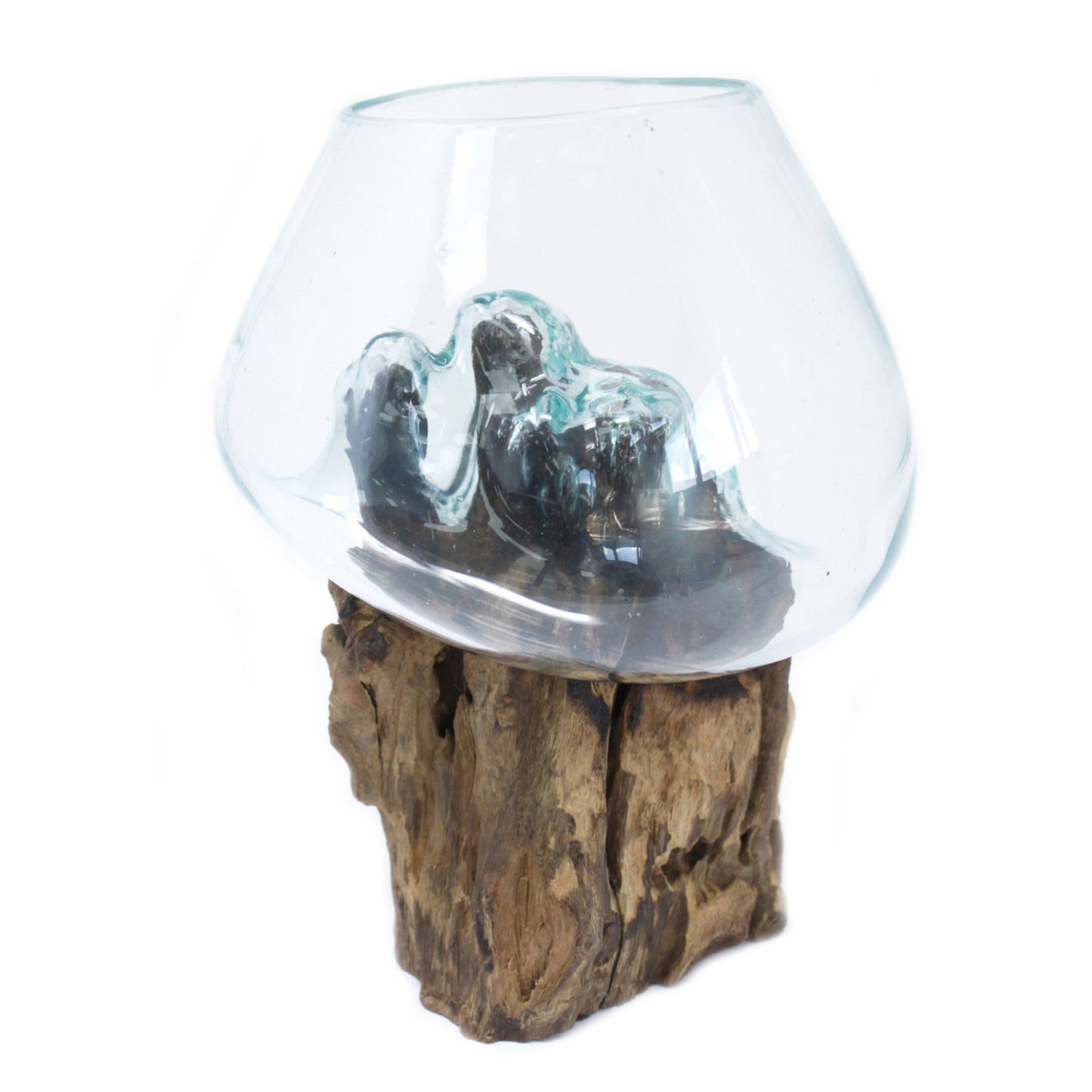 Geschmolzenes Glas auf Holz - Große Schale