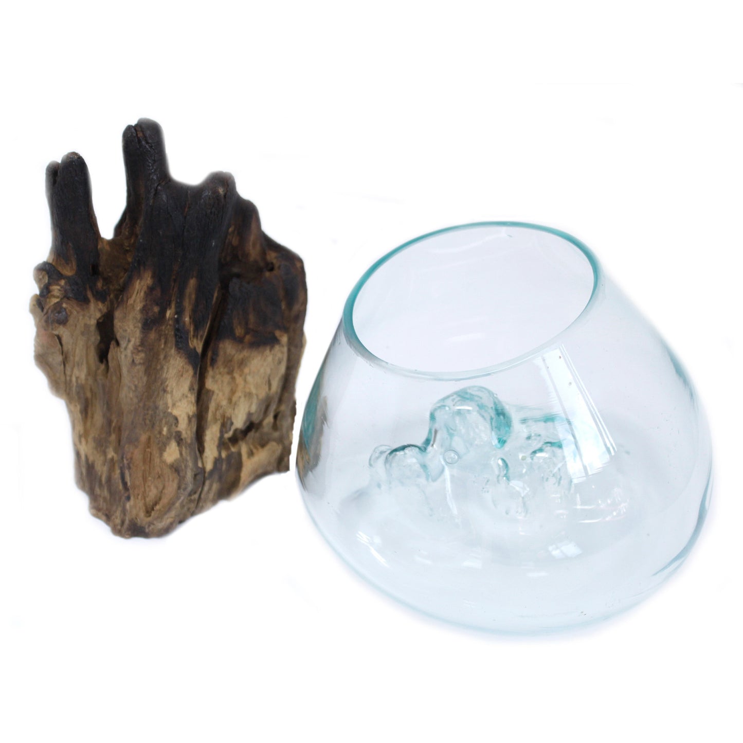 Geschmolzenes Glas auf Holz - Große Schale
