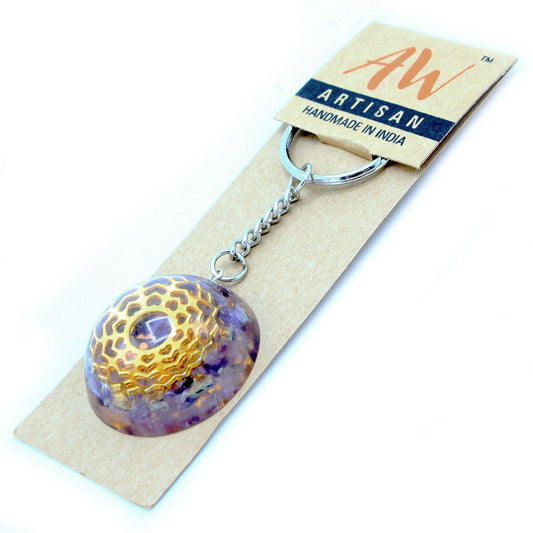 Orgonit-Kraft-Schlüsselanhänger - Amethyst-Mandala-Herzen