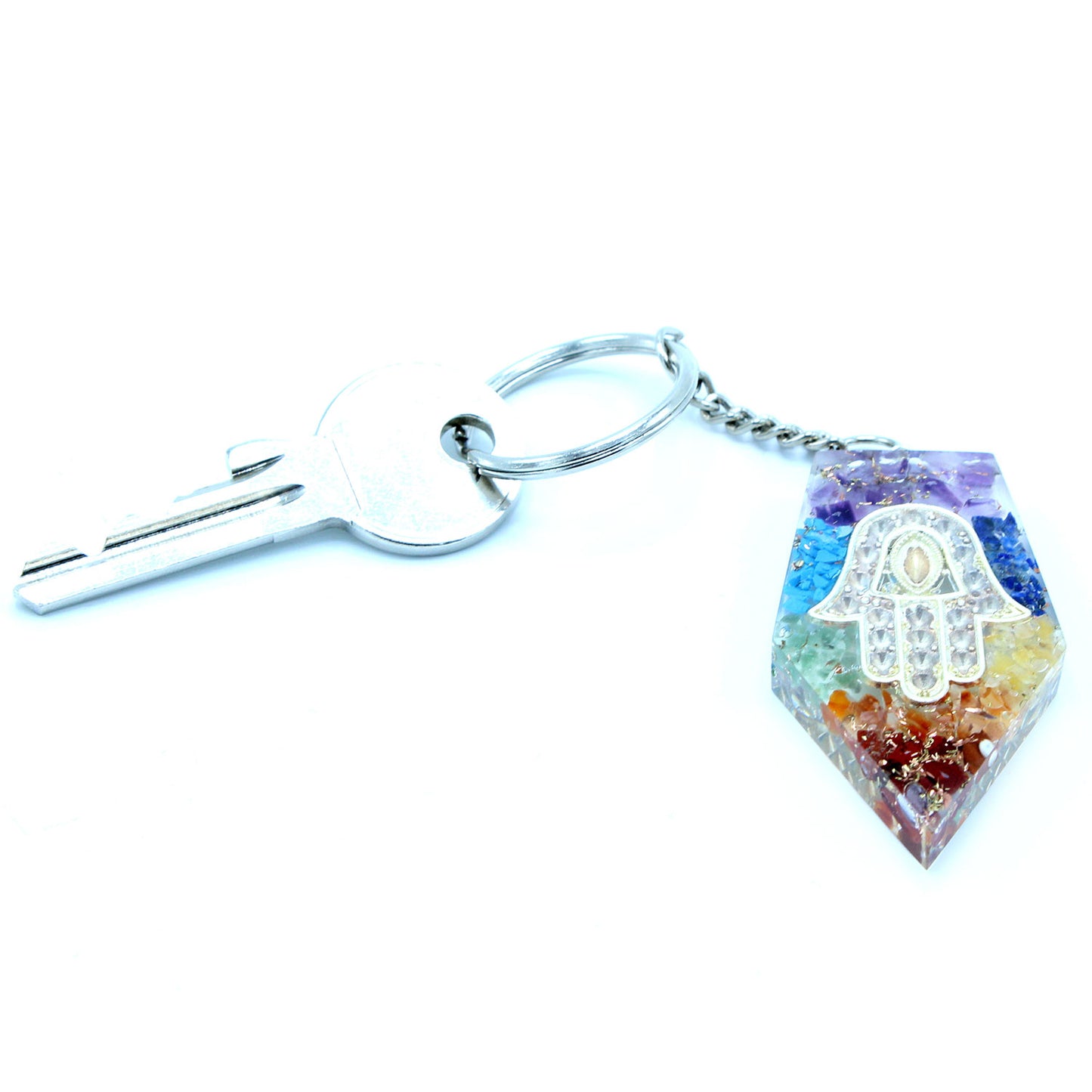 Orgonit-Kraft-Schlüsselanhänger - Hamsa-Chakra-Edelsteine