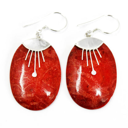 Pendientes Plata Coral Ovalados