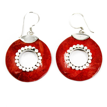 Pendientes Plata Coral Tuercas