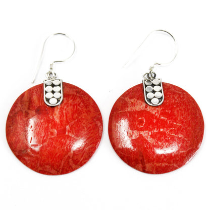 Pendientes Plata Coral Decoración Disco