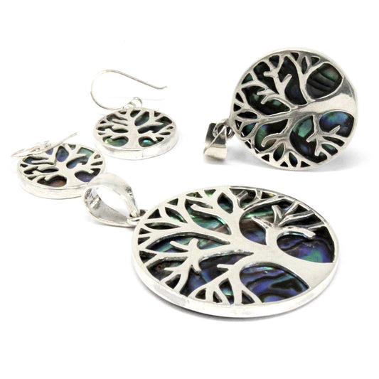 Lebensbaum Silber Ohrringe 15mm - Abalone