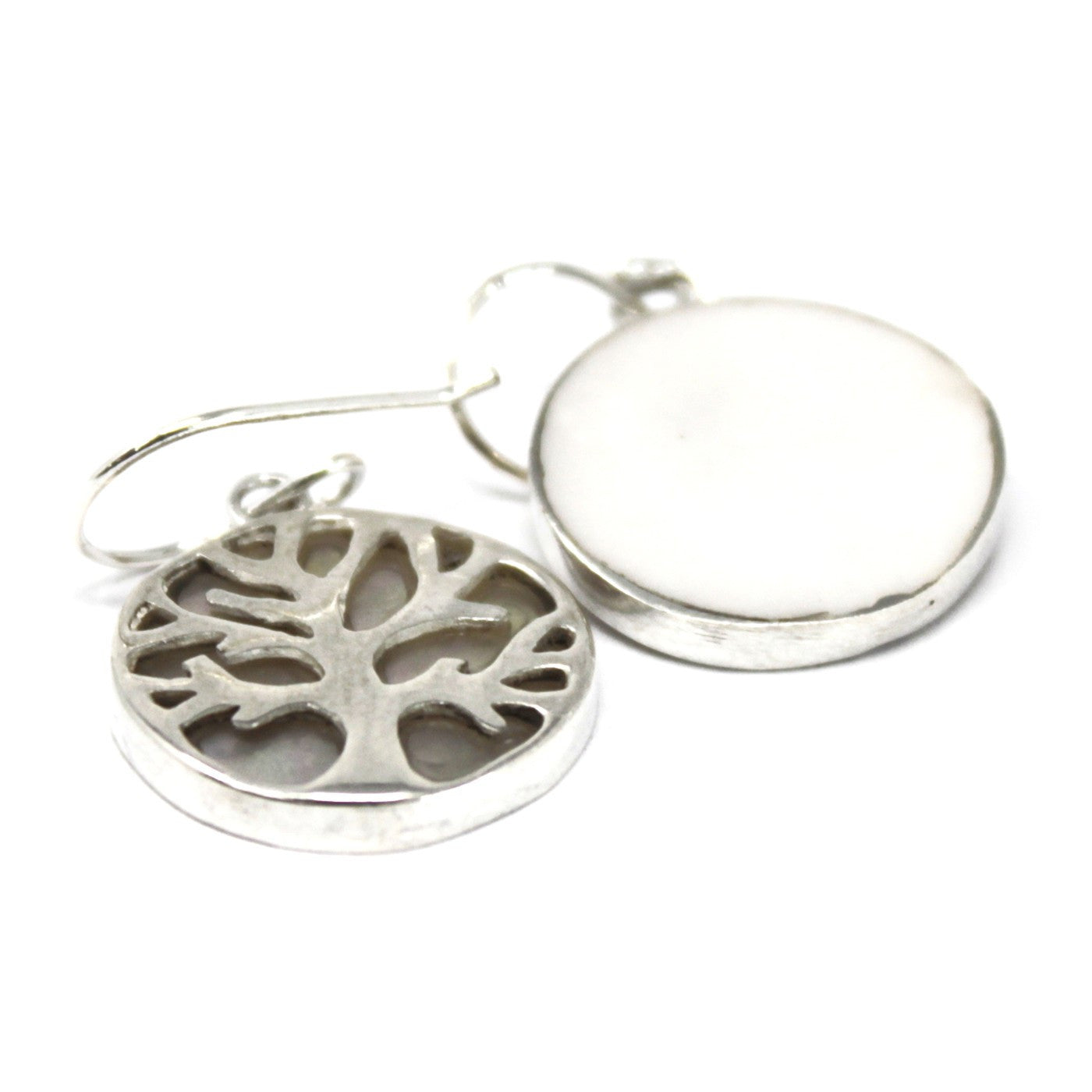 Lebensbaum Silber Ohrringe 15mm - Perlmutt