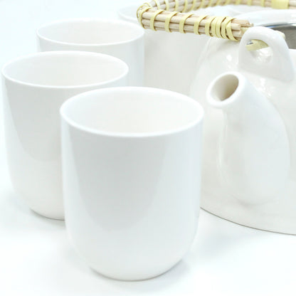 Set Tetera Cerámica Blanco Clásico
