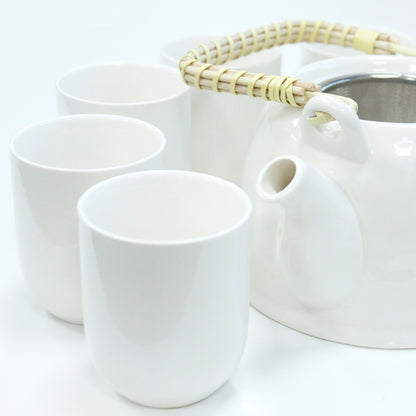 Set Tetera Cerámica Blanco Clásico
