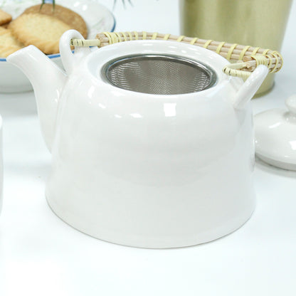 Set Tetera Cerámica Blanco Clásico