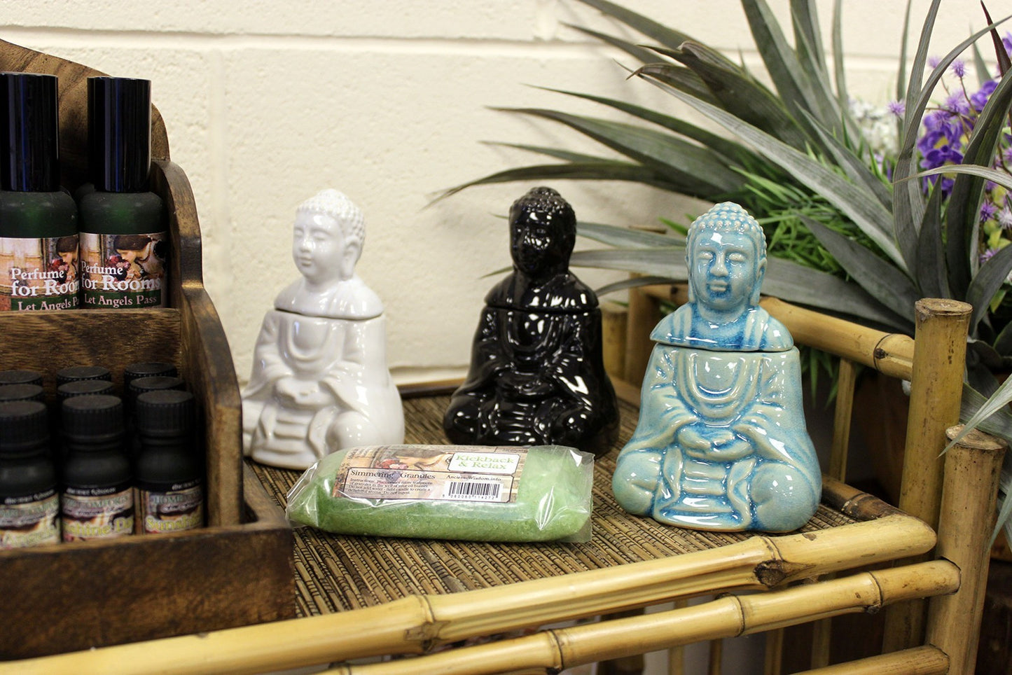 Sitzender Buddha-Ölbrenner - Weiß