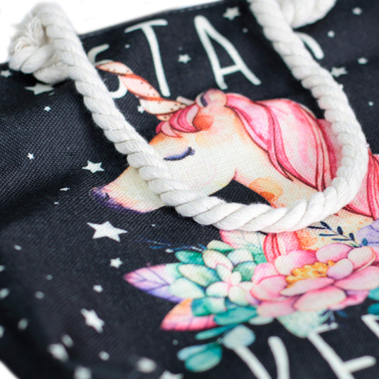 Shopper-Tasche mit Seilhenkel - Einhorn