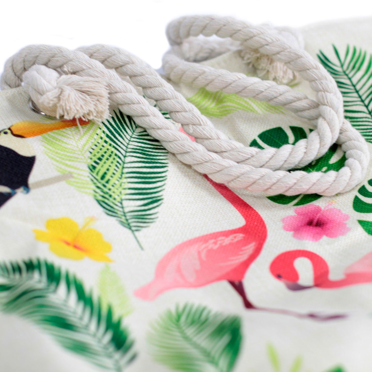 Shopper-Tasche mit Seilhenkel – tropischer Flamingo