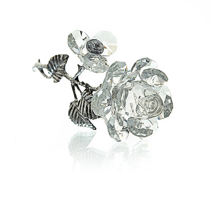 Rosa de Cristal con Tallo Plateado