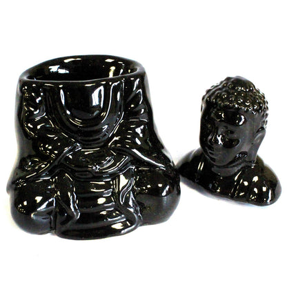Quemador de Aceite Buda Sentado Negro