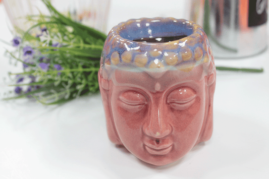 Buddha-Gesicht-Ölbrenner - Rosa und Blau