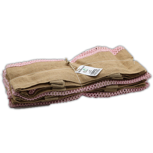 Netztasche aus reiner weicher Jute und Baumwolle - Rosa