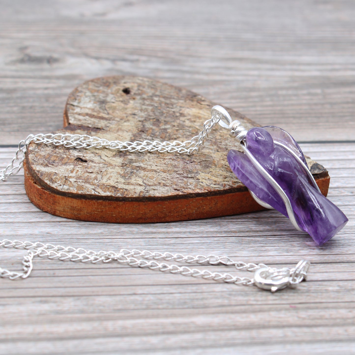 Edelstein Schutzengel Anhänger - Amethyst