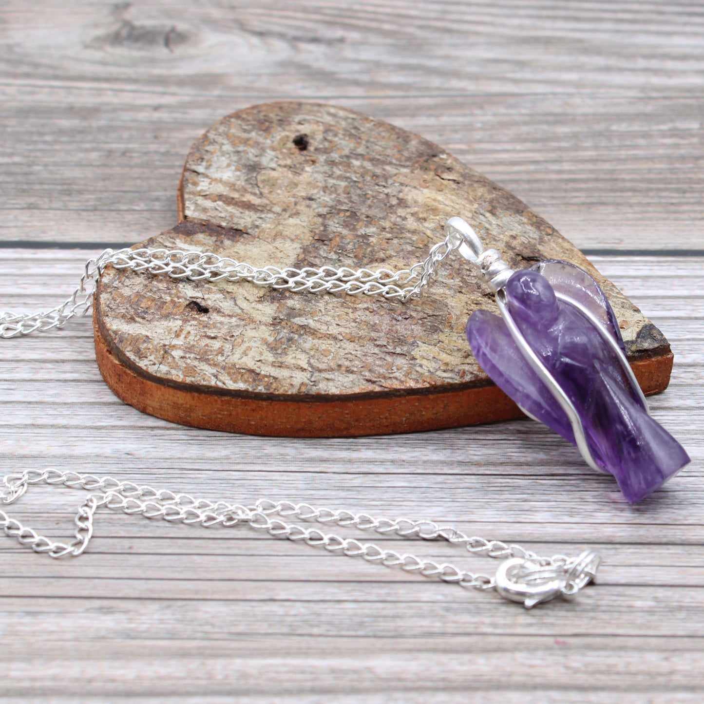 Edelstein Schutzengel Anhänger - Amethyst