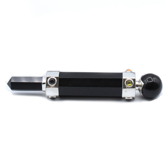 Sechseckiger Kristallheilstab - 12 cm - Schwarzer Achat