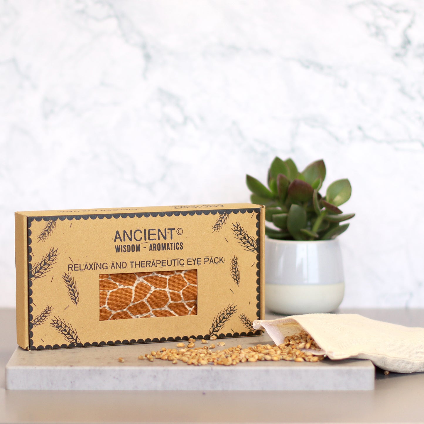 Augenkissen aus natürlicher Baumwolle mit Lavendel und Jujube in einer Geschenkbox - Madagaskar-Giraffe
