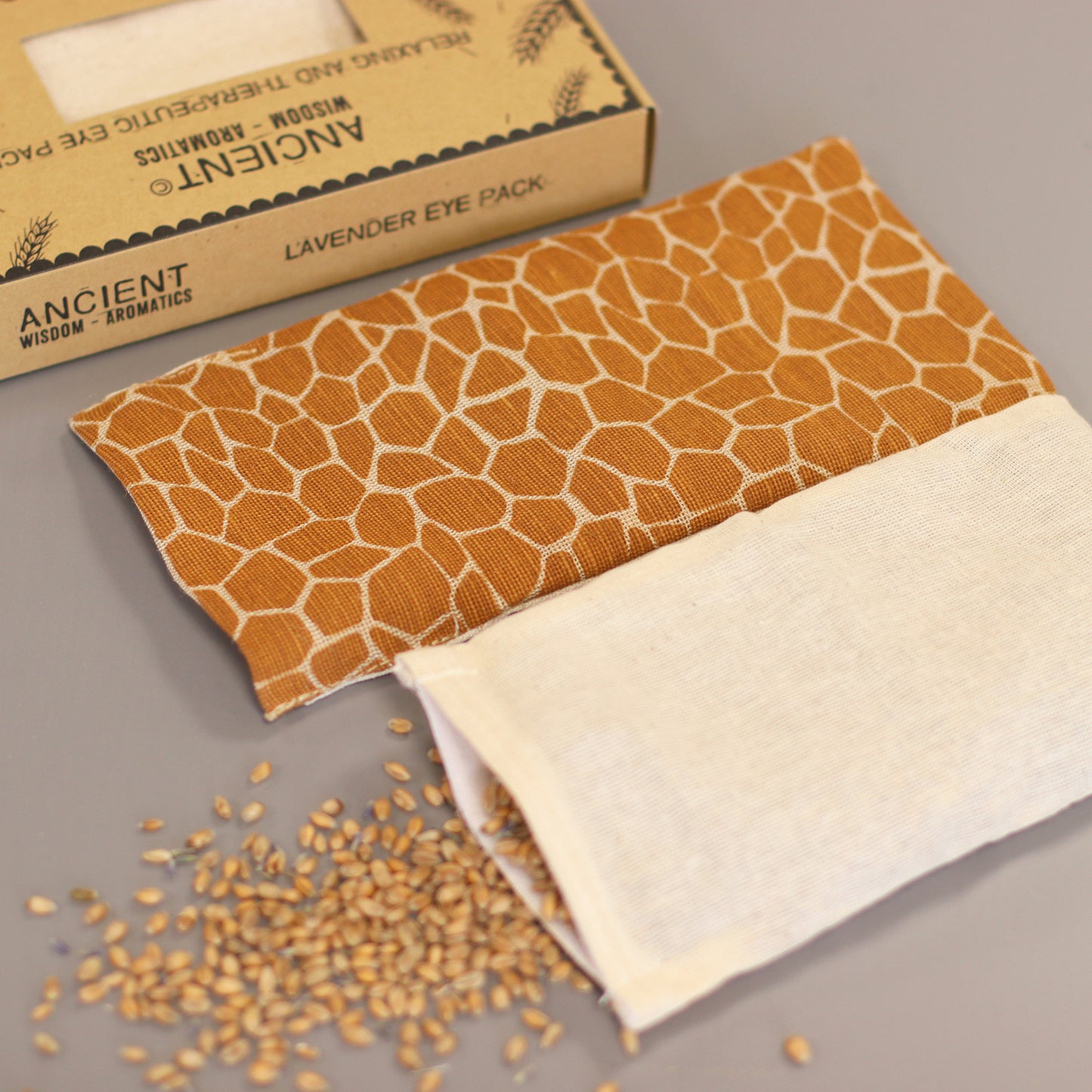 Augenkissen aus natürlicher Baumwolle mit Lavendel und Jujube in einer Geschenkbox - Madagaskar-Giraffe