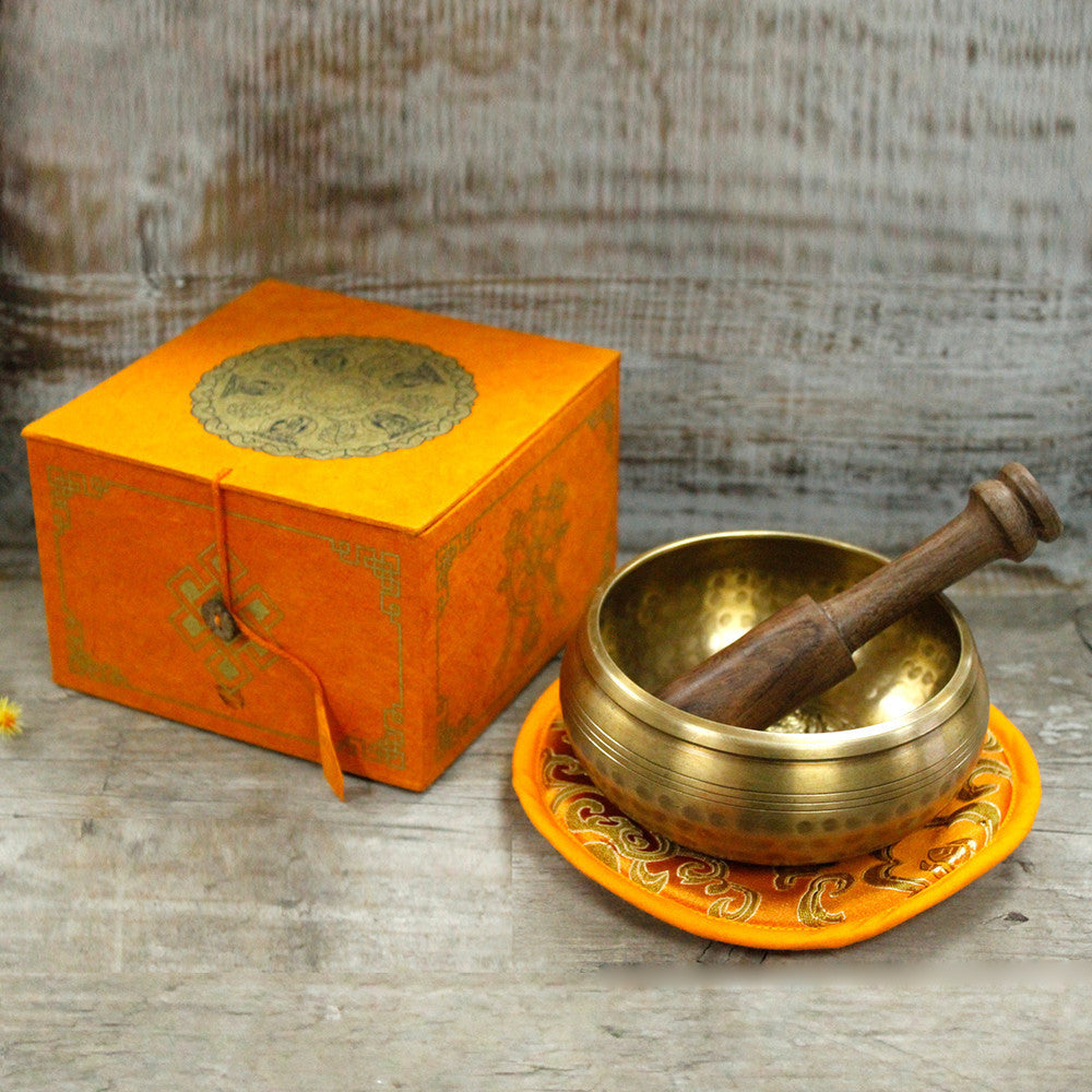Tibetisches Klangschalen-Set – Fünf Buddhas, 10 cm (mindestens 400 g)