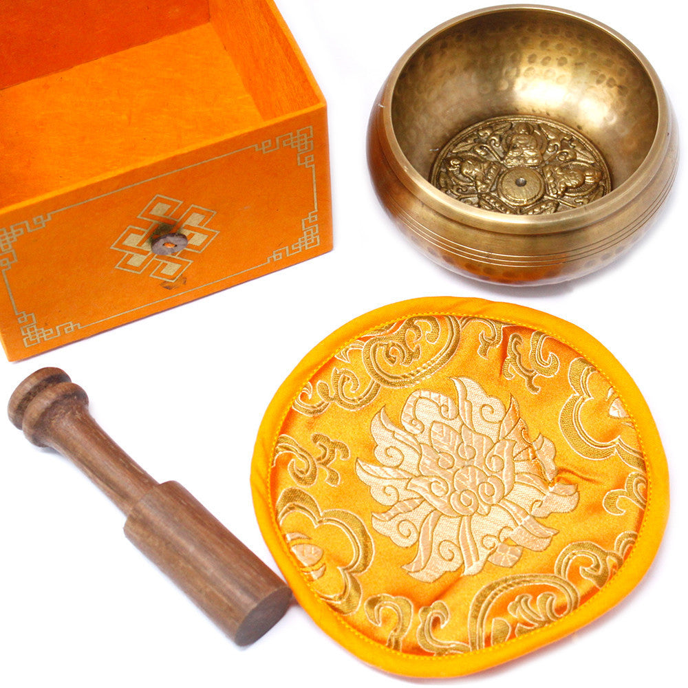 Tibetisches Klangschalen-Set – Fünf Buddhas, 10 cm (mindestens 400 g)