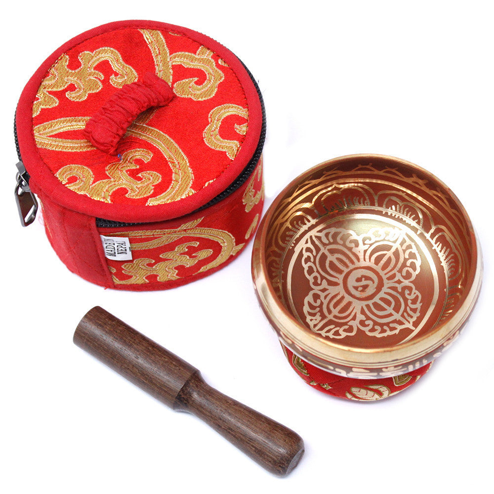 Mini-Geschenkset mit tibetischen Klangschalen – Rot