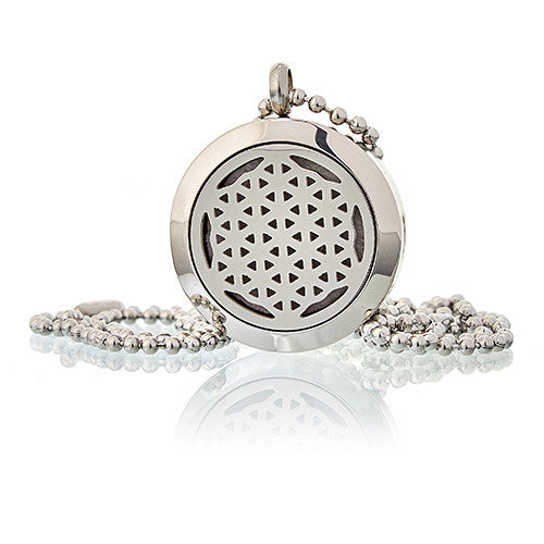 Collier diffuseur d'aromathérapie 25 mm - Fleur de vie