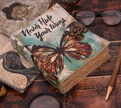 Cuaderno de cuero "Never Hide Your Wings"